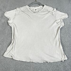 Free People We The Free Tee Womens Small Oatmeal Oversized Flax Linen Boyfriend